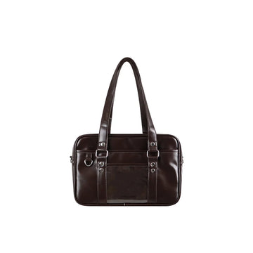 Qfdian Y2k Aesthetic Jk Casual Ita Bags Preppy Vintage All Match Pu Women's Handbags Japanese Preppy Transparent Shoulder Underarm Bag